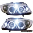 Phares avant BMW Serie 3 E90 E91 Angel Eyes LED 05-08 - Chrome