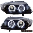 Phares avant BMW Serie 3 E90 E91 Angel Eyes LED 05-08 - Noir