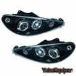 Phares avant Peugeot 206 Angel Eyes - Noir