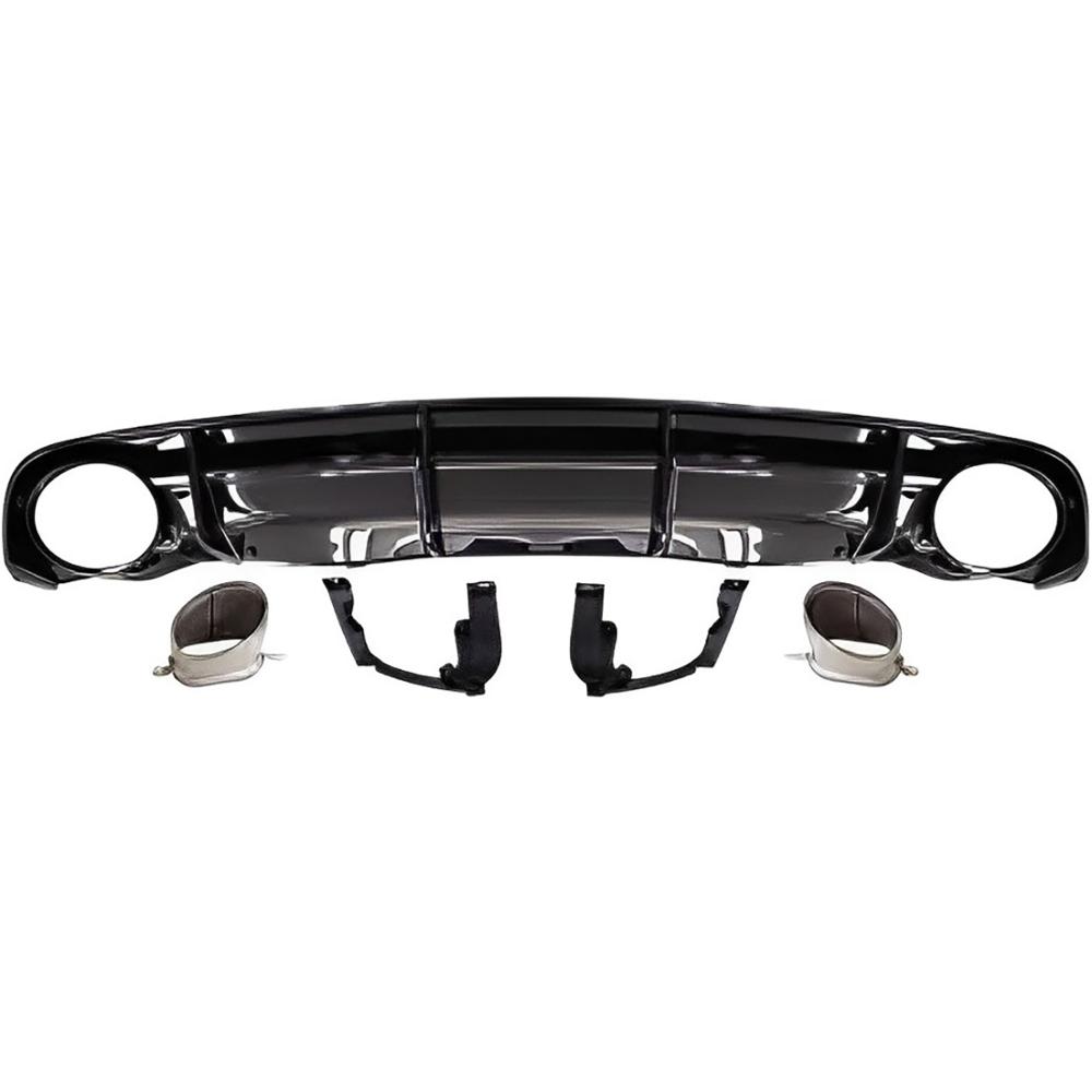 Diffuseur arrière noir brillant avec sorties chrome pour Audi A6 C7 S-Line 15-18
