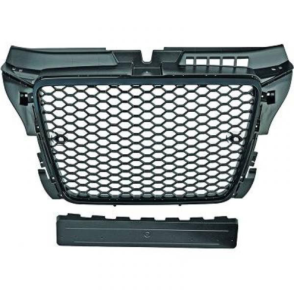 Grille grille Audi A3 8P 08-12 - Honingraat RS3 - Zwart - PDC / zonder