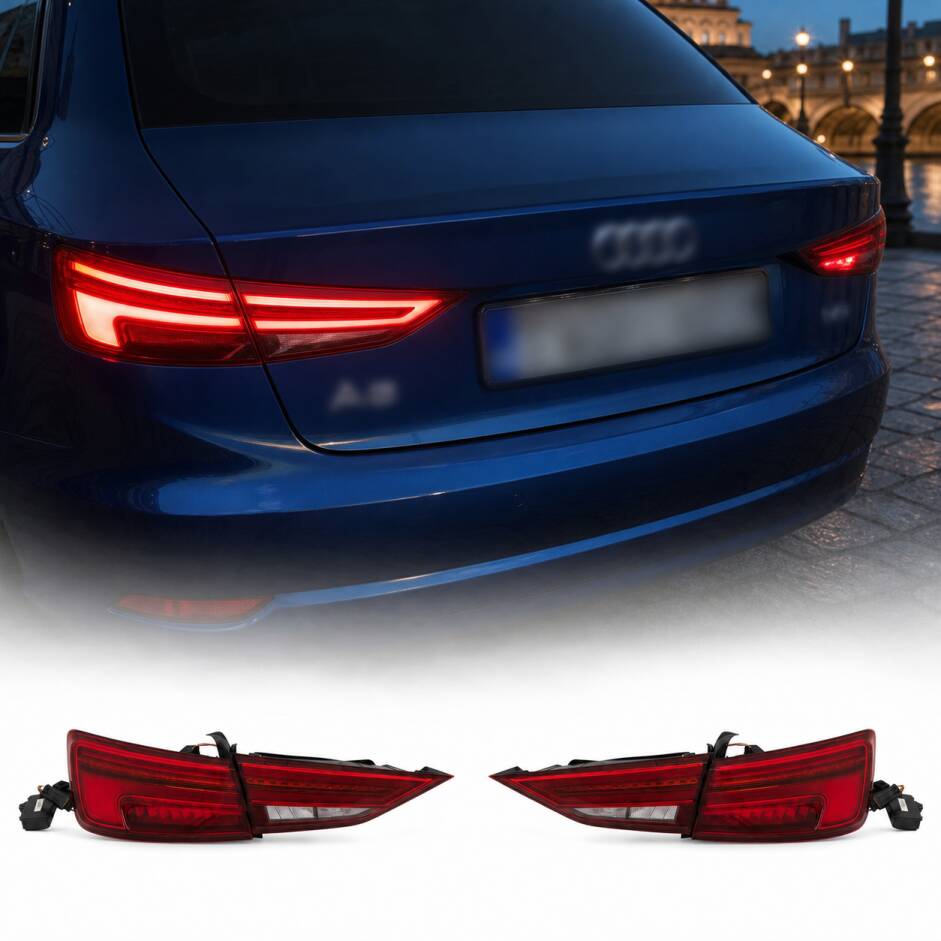 2 Feux arriere LED AUDI A3 8V halogene berline dynamiques - 16-20 - Rouge