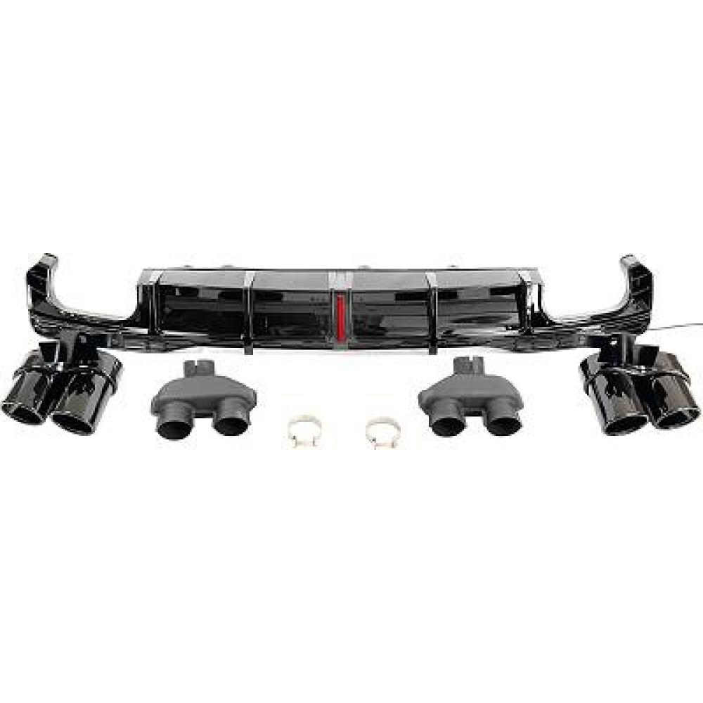 Diffuseur arrière look RS7 noir brillant avec sorties noires pour Audi A7 S-Line / S7 / RS7 18-24