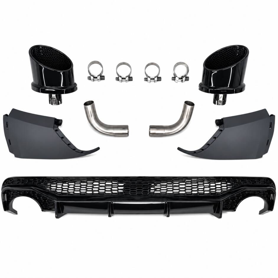 Diffuseur arrière look RSQ5 noir brillant avec sorties noires pour Audi Q5 II FY 20-25