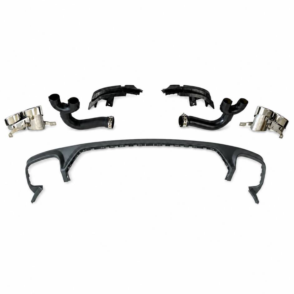 Diffuseur arrière look RSQ8 gris / chrome avec sorties intégrées pour Audi Q8 S-Line / SQ8 18-23