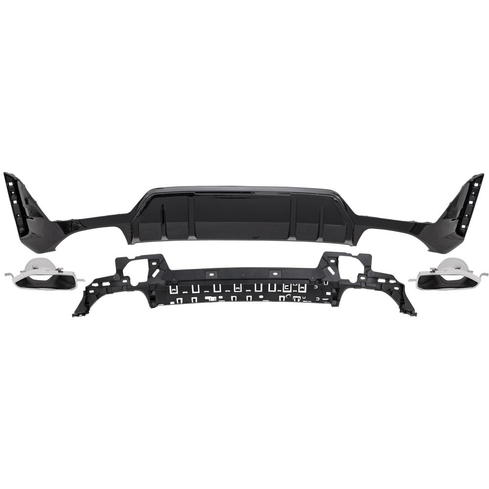 Diffuseur arrière look M-Performance 2 Blade noir brillant / argent pour BMW Série 3 G20 / G21 22-26