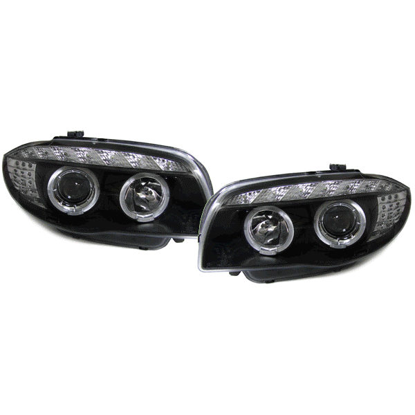 2 BMW Serie 1 E81 E82 E87 Devil Eyes LED front headlights 04 and + - Black