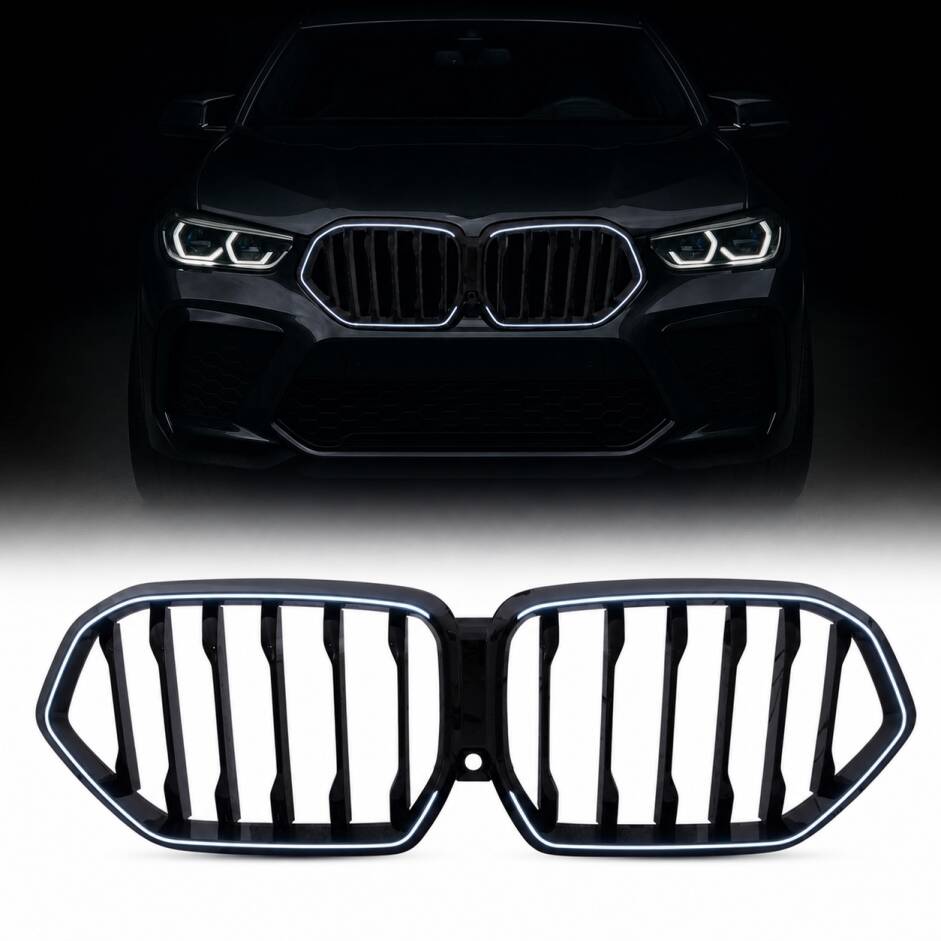 Calandre avant look Performance noir brillant à LED avec caméra pour BMW X6 G06 19-23