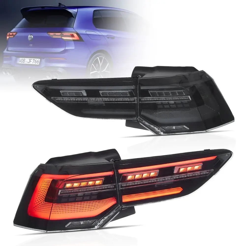 Golf 8 R Leds 2 dynamic rear lights VW Golf 8 20-23 - LED look IQ - Black ...