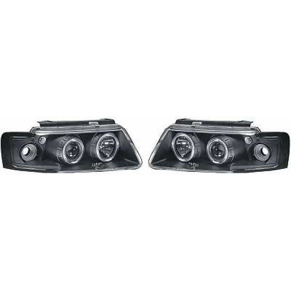 2 VW Passat B5 (3B) Angel Eyes LED front headlights - 96-00 - Black