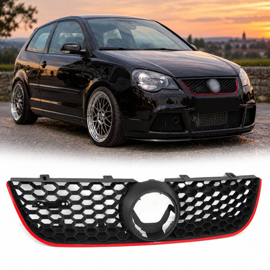 Grille calandre VW Polo (9N3) 05-09 - look GTI - Noir