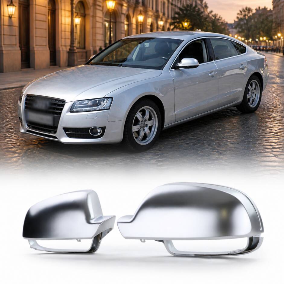 Coques / coiffes retroviseur Chrome Mat pour Audi A3 8P A4 B8 8K A5 8T