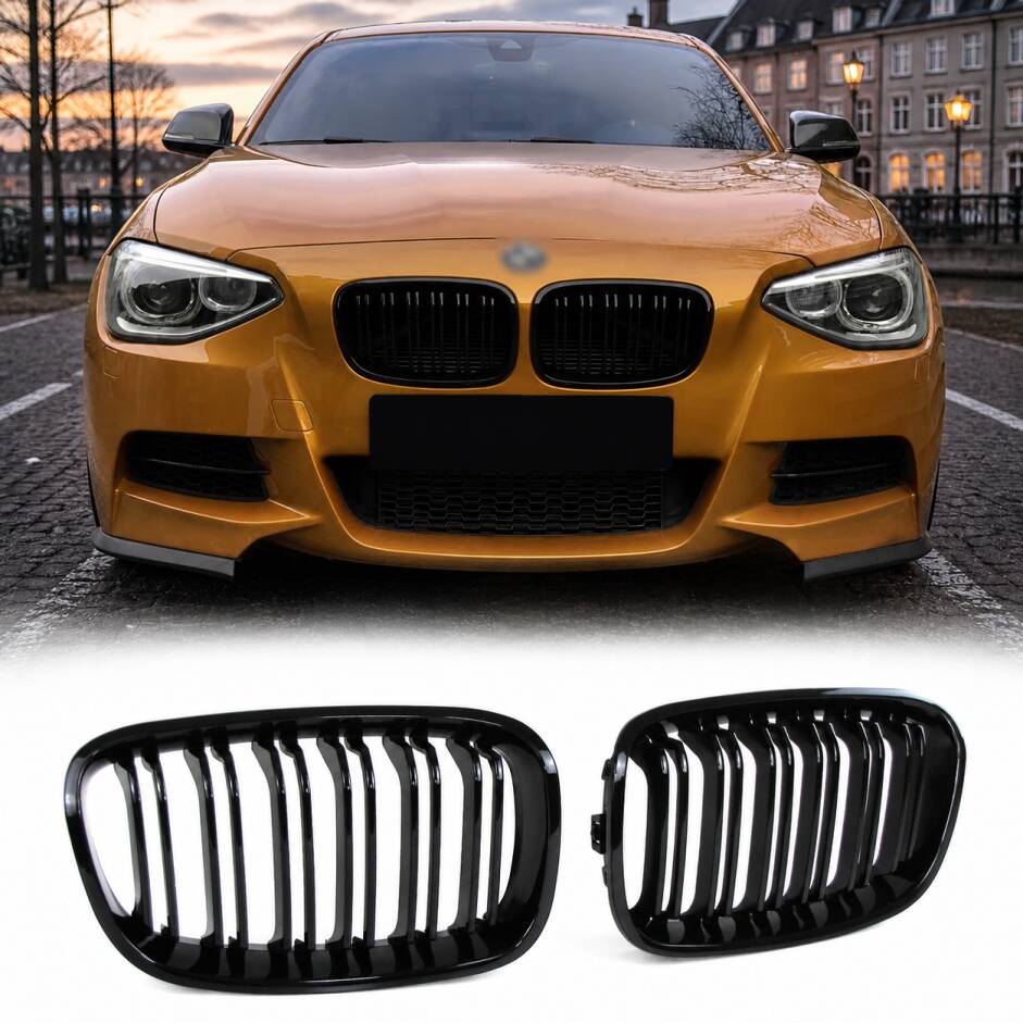 Grilles calandre BMW Serie 1 F20 F21 11-15 look M - Noir Brillant