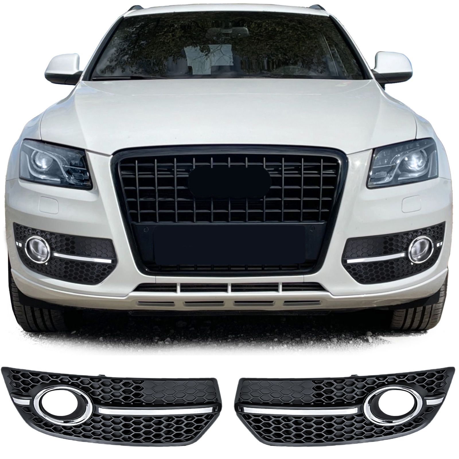 Grilles antibrouillard Audi Q5 09-12 - Noir brillant - look RS