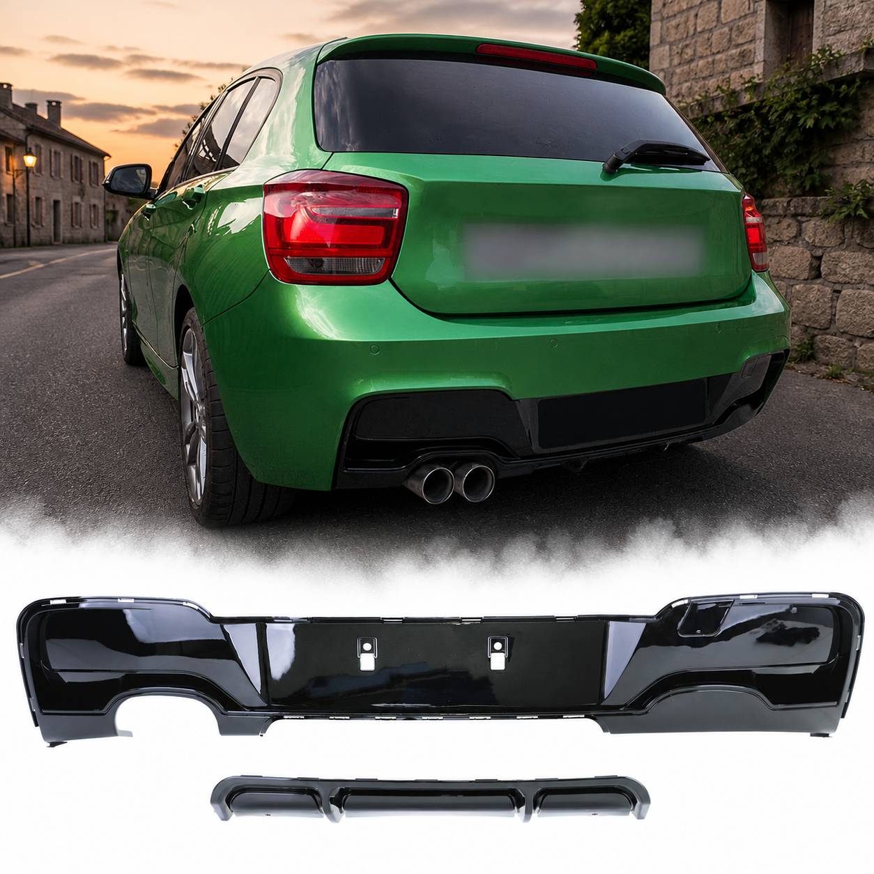 Diffuseur arriere BMW serie 1 F20 F21 phase 1 double sortie gauche - brillant