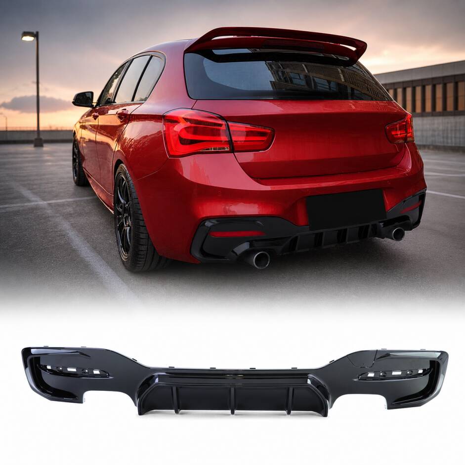 Diffuseur arriere BMW serie 1 F20 F21 phase 2 LCI double sortie - brillant