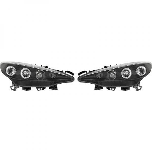 2 Peugeot 207 Angel Eyes headlights - Black