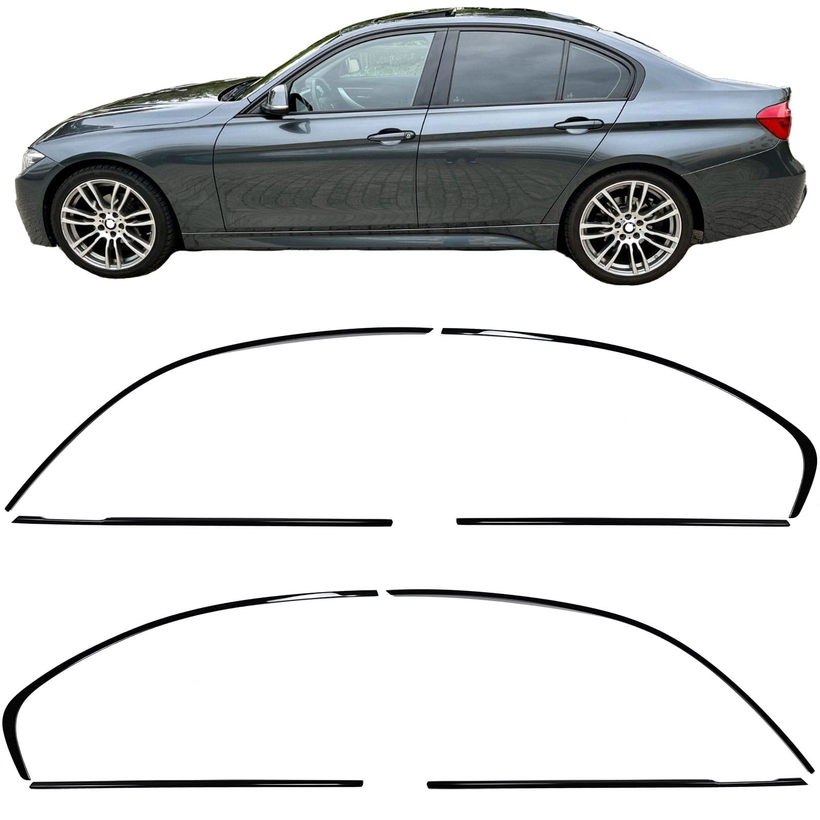 Gloss Black Rear Diffuser & Splitters For BMW F30 F31 – Twin Exit Style