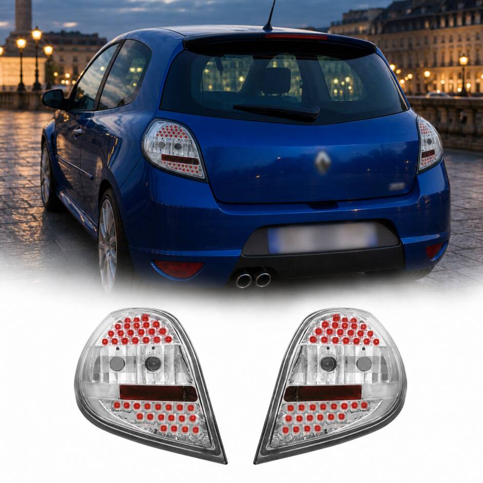 2 Feux Renault Clio 3 LED - 05-09 - Chrome Clair
