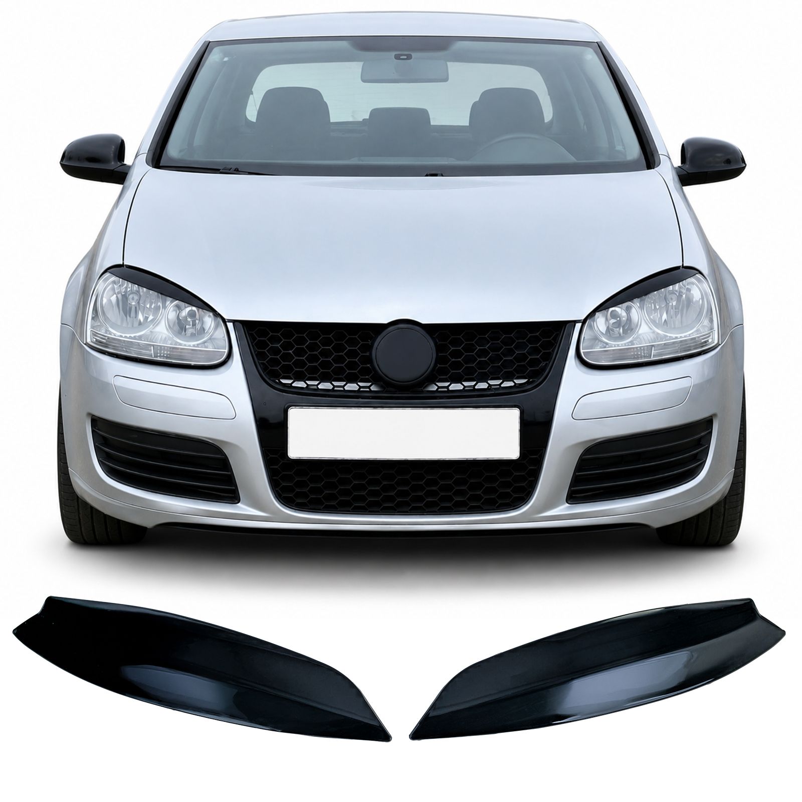 2 Paupieres de phares noir brillant pour VW Golf 5 03-08