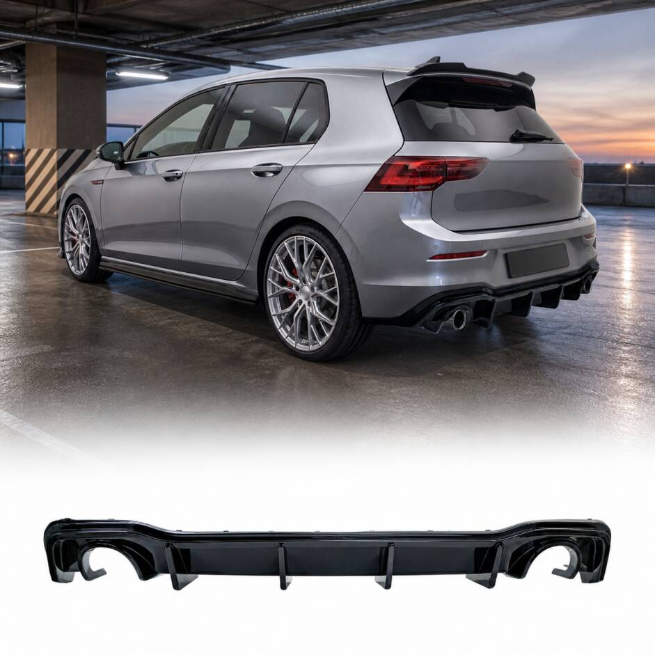 Diffuseur arrière look Performance noir brillant pour VW Golf 8 GTI 19-23