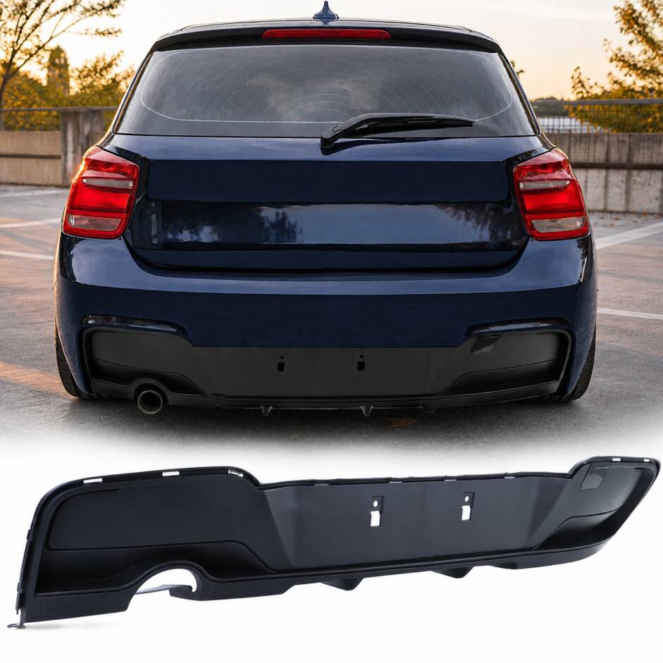 Diffuseur arriere BMW serie 1 F20 F21 phase 1 sortie simple noir mat