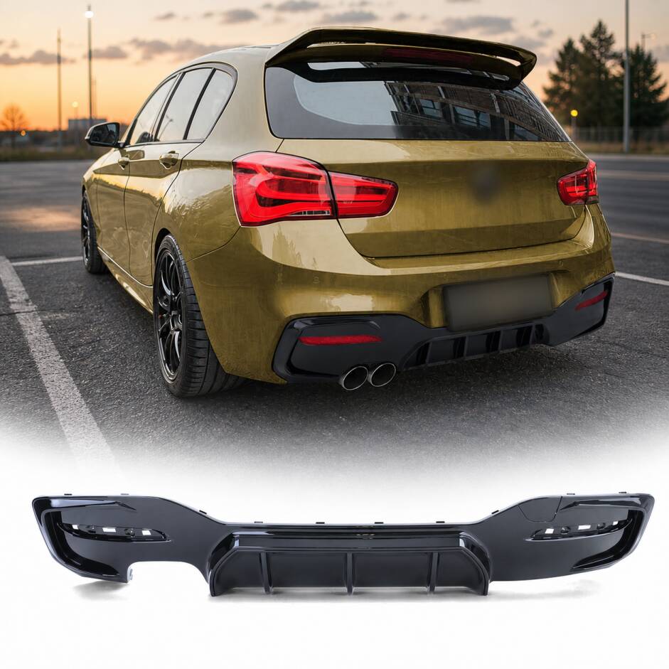 Diffuseur arriere BMW serie 1 F20 F21 LCI 15-19 double sortie gauche