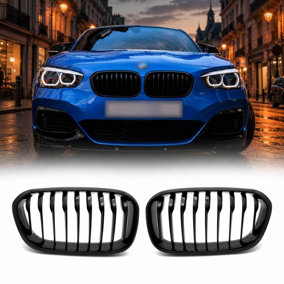 Grilles calandres BMW Serie 1 F20 F21 LCI 15-18 - Noir Brillant