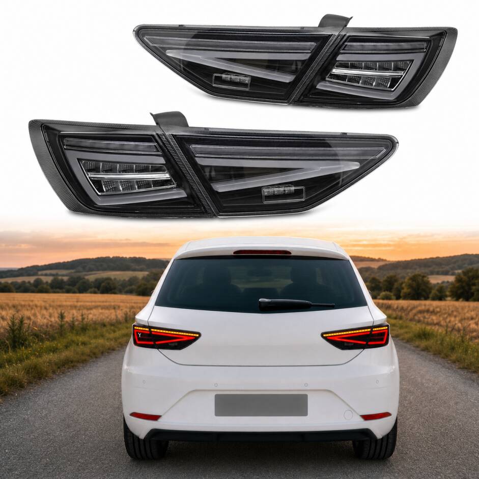 2 Feux arrière LED Full LED noir pour Seat Leon III 5F 12-20