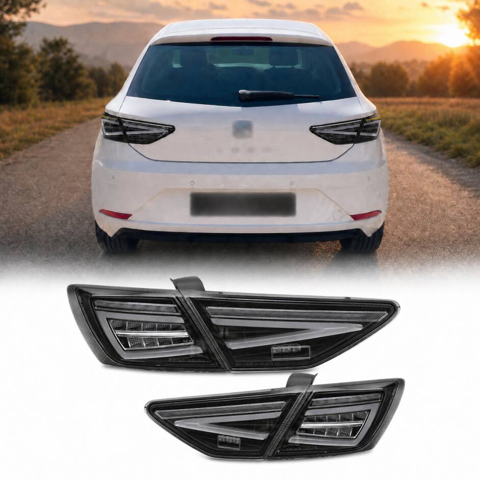 2 Feux arrière OEM LED Full LED noir pour Seat Leon III 5F 12-20