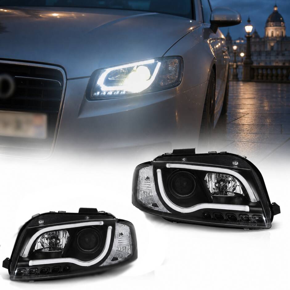 2 Phares avant AUDI A3 (8P) - LTI - Noir