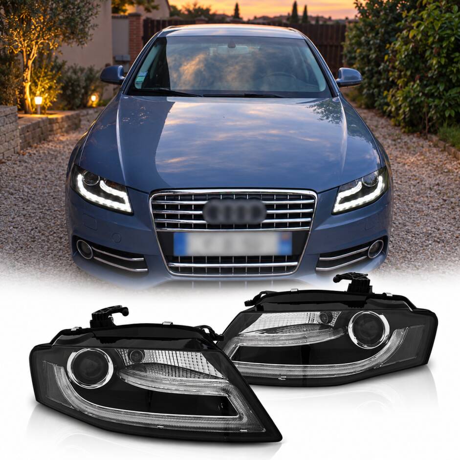 2 Phares avant xenon d3s AUDI A4 (B8) 07-11 - Devil Eyes - Noir