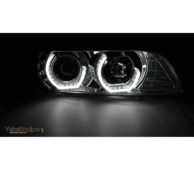2 BMW Serie 5 E39 95-03 Fari Angel Eyes 3D LED - Cromati