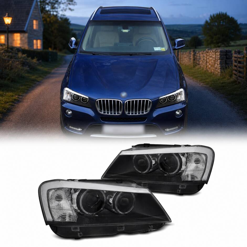 2 Phares BMW X3 F25 Angel Eyes LED 10-14 look xenon - Noir