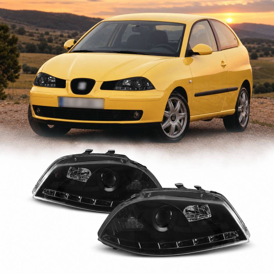 2 Phares SEAT Ibiza 6L - 02-08 - Devil eyes LED - Noir