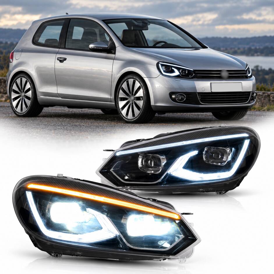 2 Phares halogene VW GOLF 6 fullLED 08-13 look facelift G8 silver - dynamiques