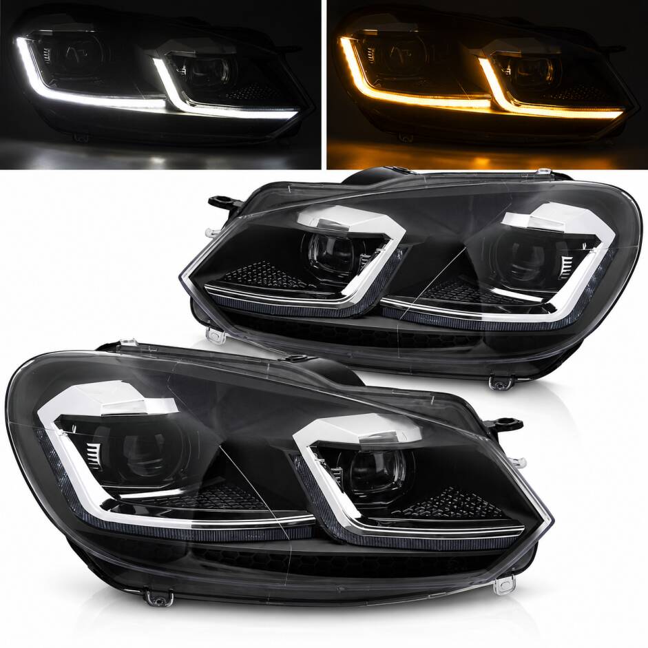 2 Phares avant VW GOLF 6 LED 08-13 look facelift G7.5 silver - dynamiques