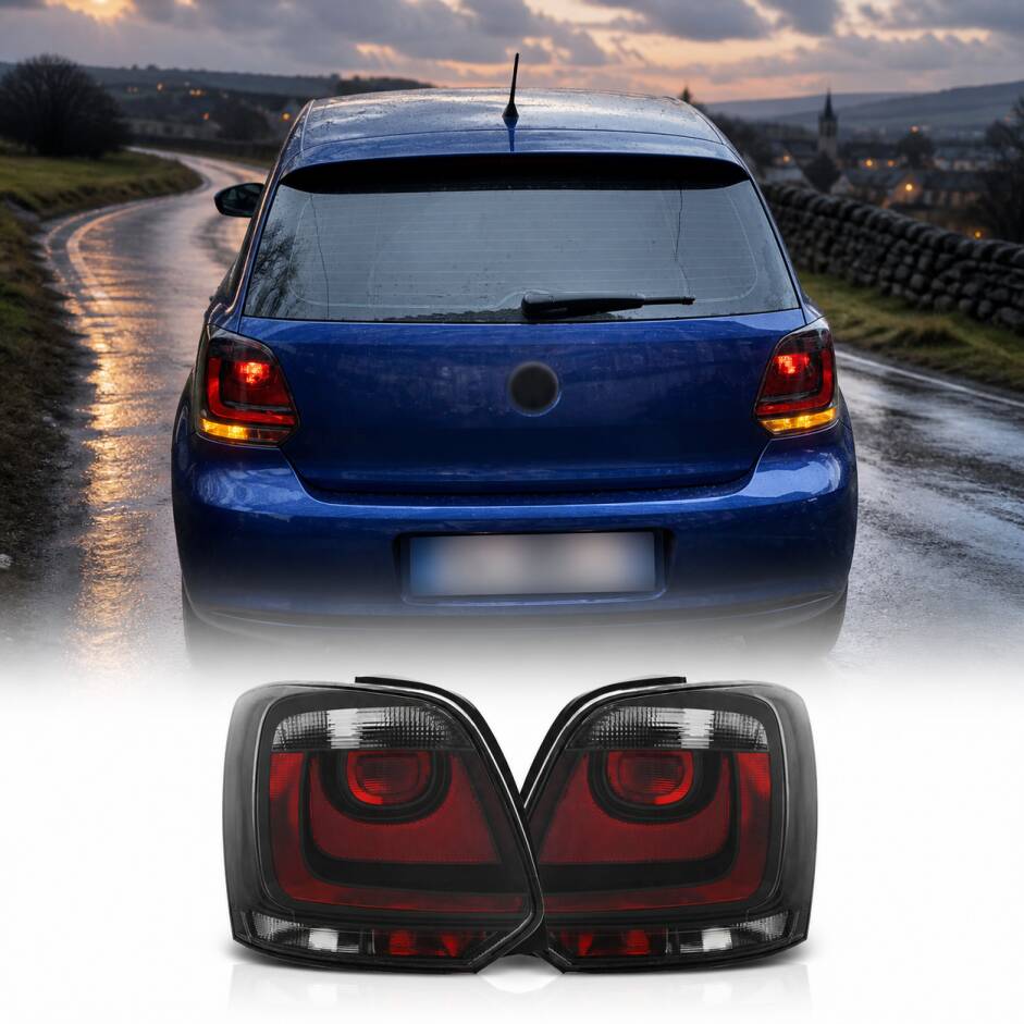 2 Feux arriere VW Polo 6R 09-14 - look GTI - Rouge teinté
