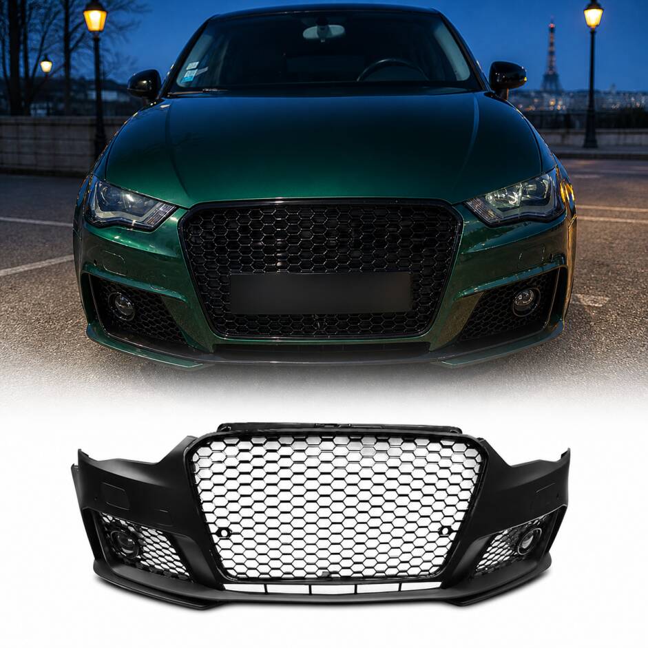 Pare choc avant AUDI A3 8V 12-16 - Look RS3 - Noir AB - PDC