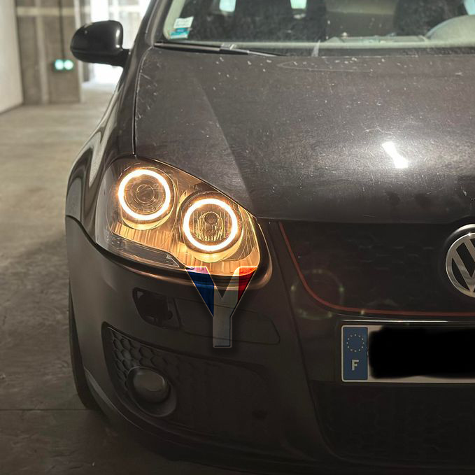 Golf 5 GOLF PLUS 05-08 Guide LED Angel-Eye Headlight Black for VW  Volkswagen LHD