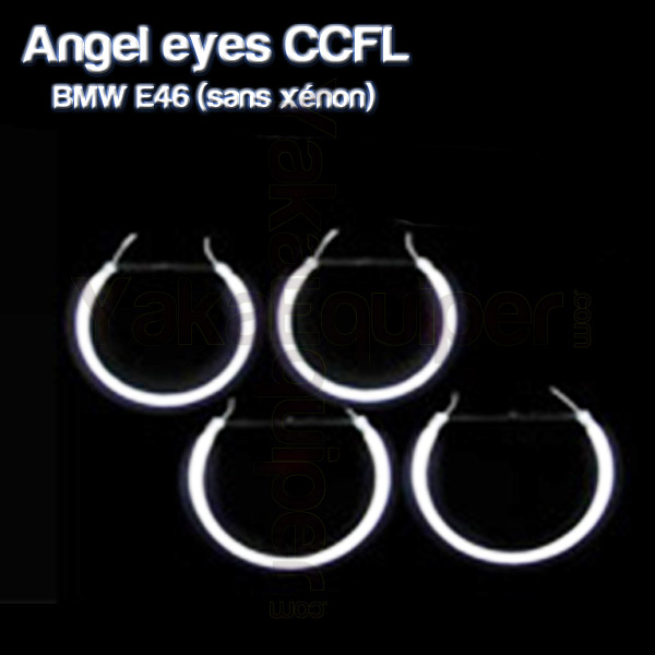 Pack 4 Olhos anjos anéis CCFL BMW E46 Sem Xenon Branco