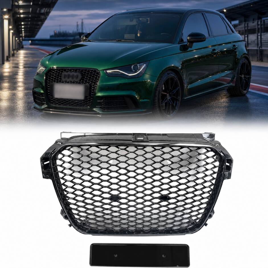 Grille calandre Audi A1 8X 10-14 - Nid d'abeille RS1 - Noir