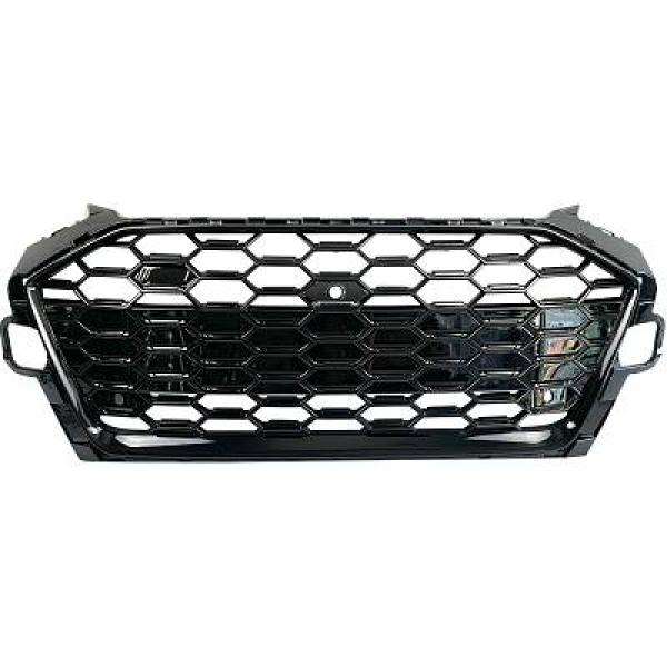 Grill grille Audi A4 B9 19-24 - RS4 look - Glossy black - PDC camera