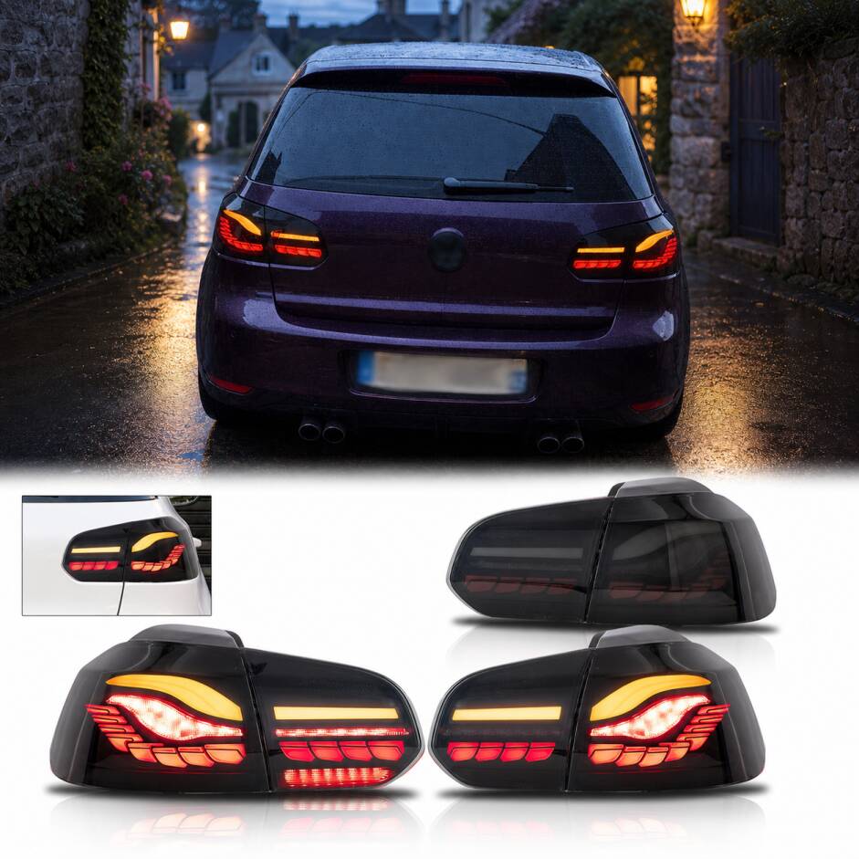 2 Feux arriere VW Golf 6 dynamiques look oled - LED - fumé