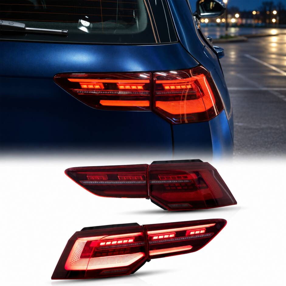 2 Feux arriere dynamiques VW Golf 8 20-24 - LED look IQ - Rouge