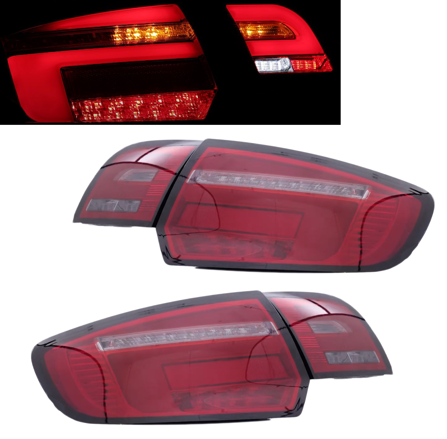 Look 2 FEUX ARRIERE ROUGE CRISTAL LOOK PHASE 2 AVEC SUPPORT AUDI A3 8L ATTRACTION 
