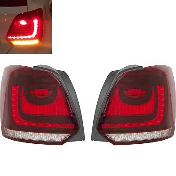Feux arriere VW Polo 6R dynamiques - fullLED - Rouge Cerise 