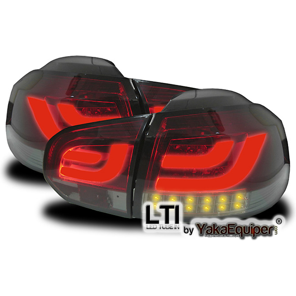 2 VW Golf 6 rear lights - LTI + LED - Red Smoked