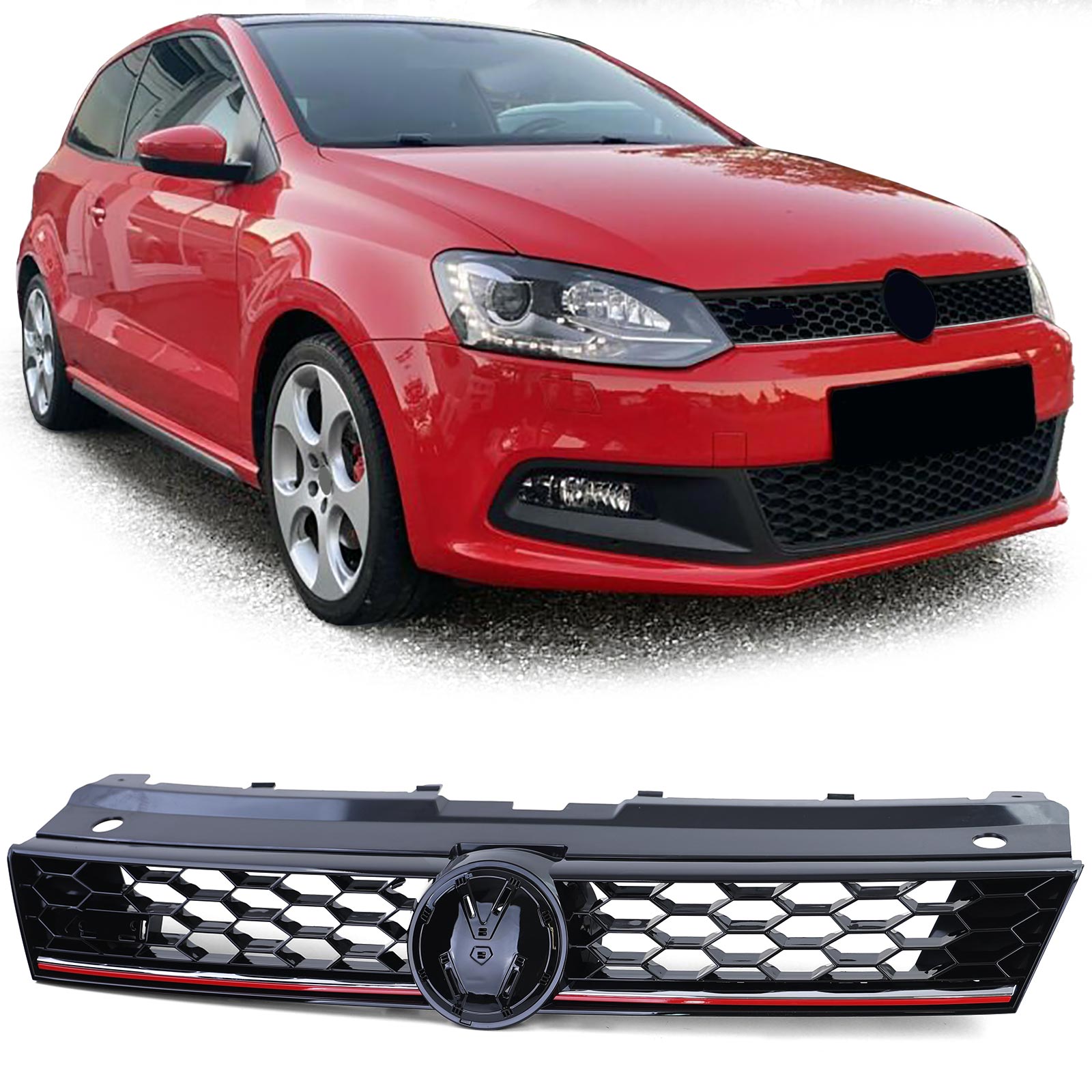 slaap Berouw Brood Grille grille VW Polo (6R) phase 1 - GTI look - Black - YakaEquiper.com