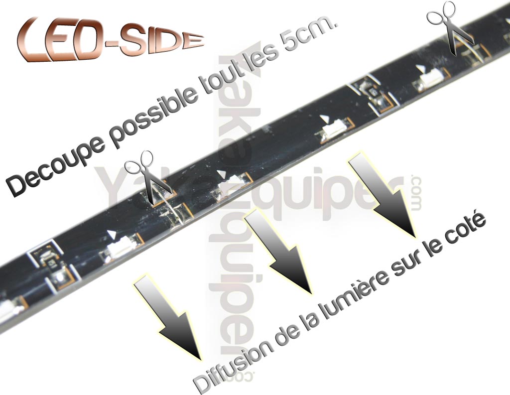 Pack Bande Flexible LED SIDE - 60cm - Eclairage de coté - Feux de jour -  Blanc 